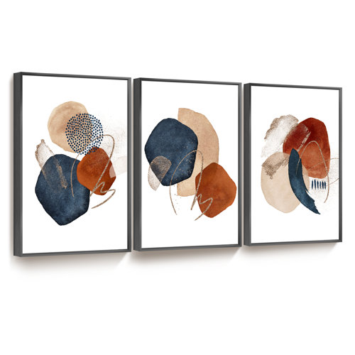 Abstract Modern Framed On Canvas 3 Pieces Print 